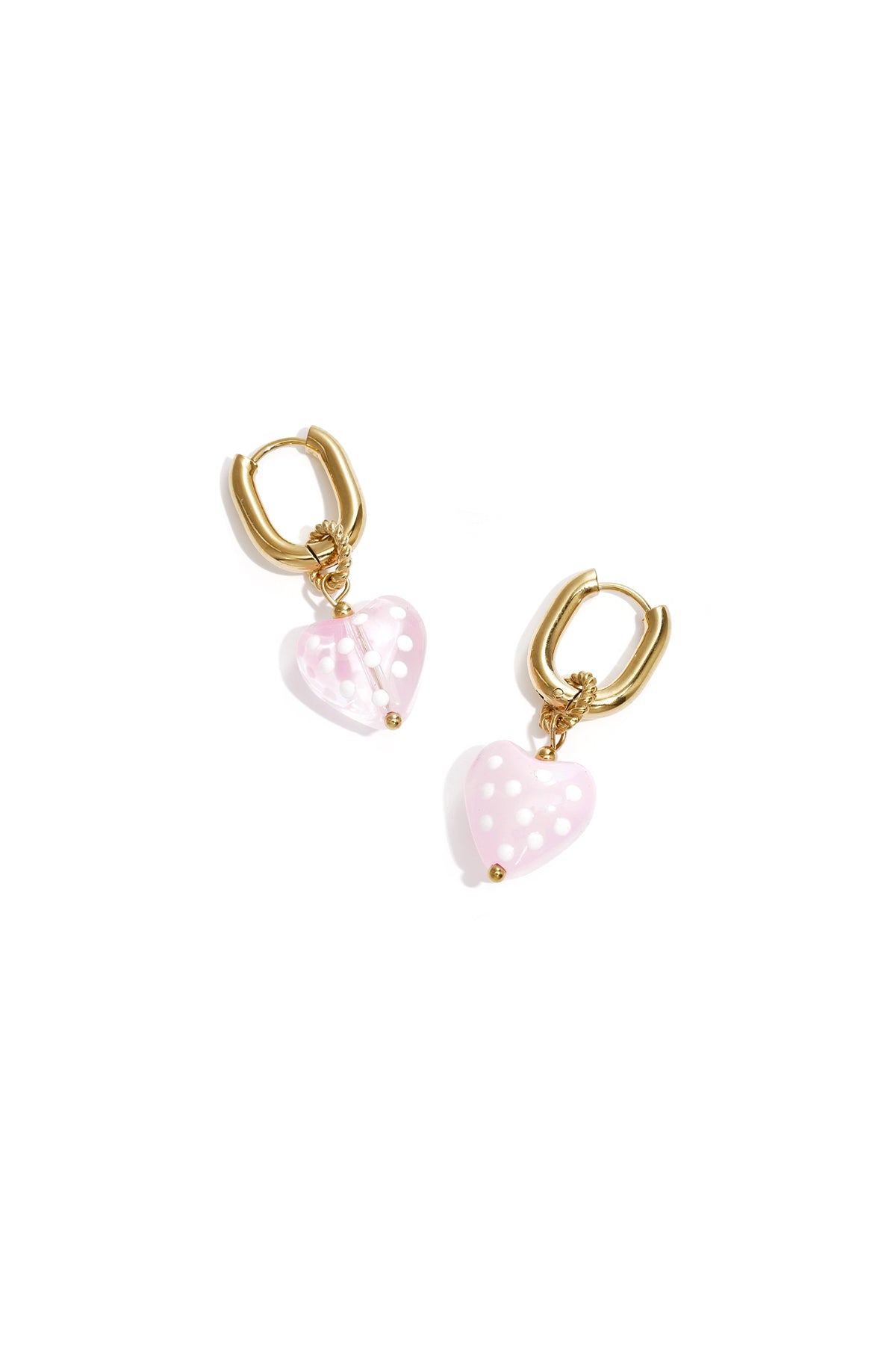 Stainless Steel Heart Drop Earrings, Romantic Pink & Red Main product image
