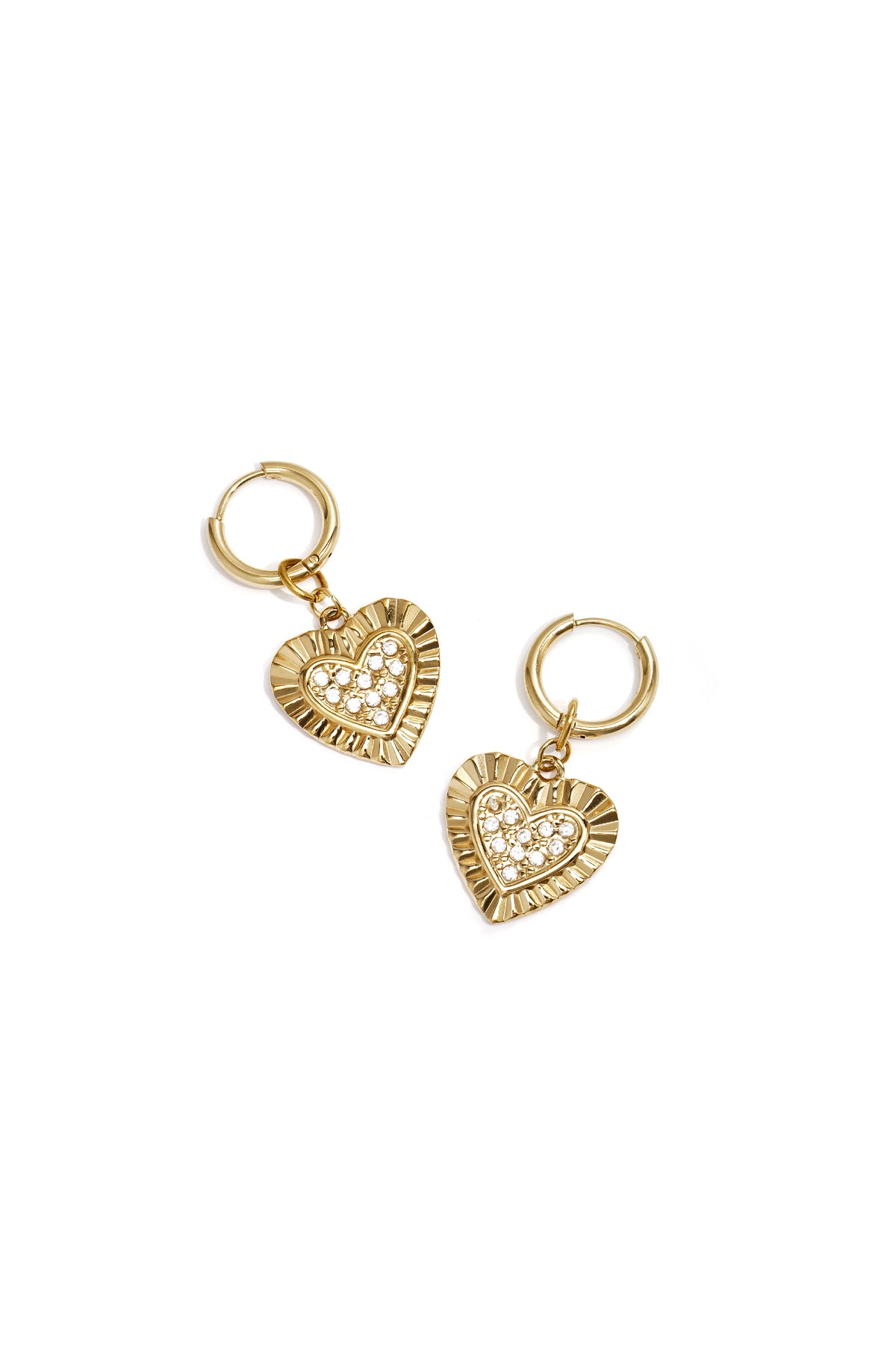 Elegant Heart Shaped Drop Earrings for Women - 14K Gold Plated Main product image