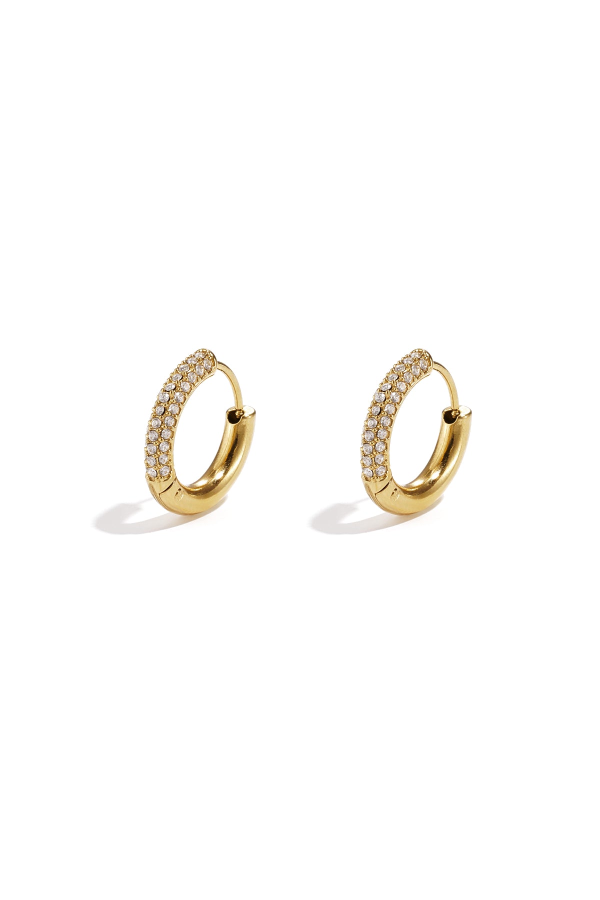Elegant Rhinestone Hoop Earrings - Silver & Gold Imagen principal del producto