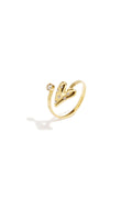 Elegant Adjustable Rhinestone Heart Ring - Silver & Gold