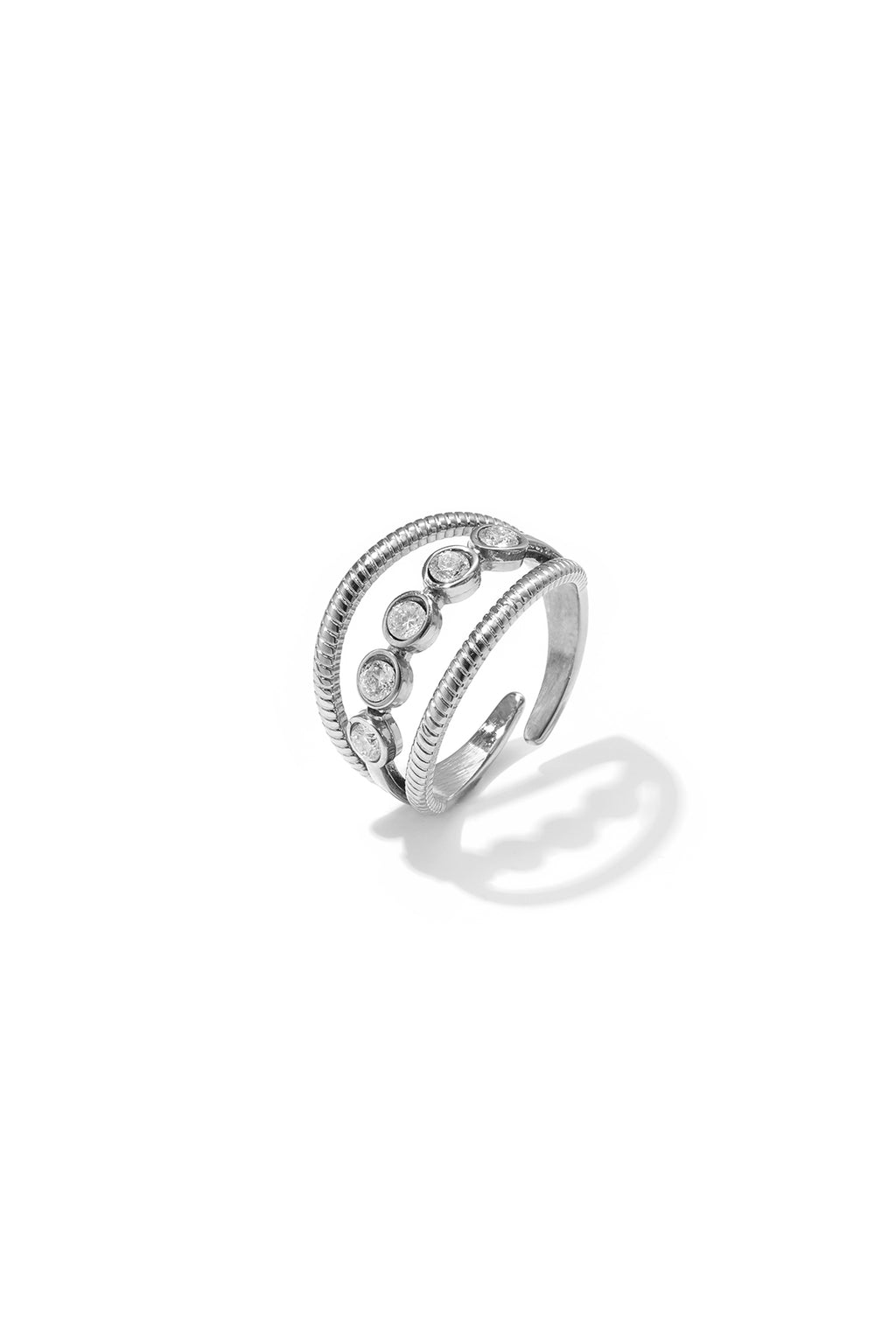Luxurious Adjustable Rhinestone Ring in Silver & Gold