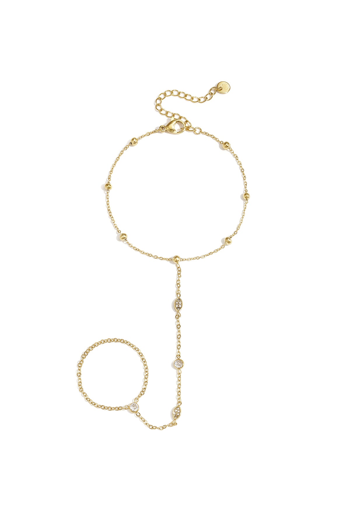 Elegant Rhinestone Hand Chain for Women - Silver & Gold Main product image