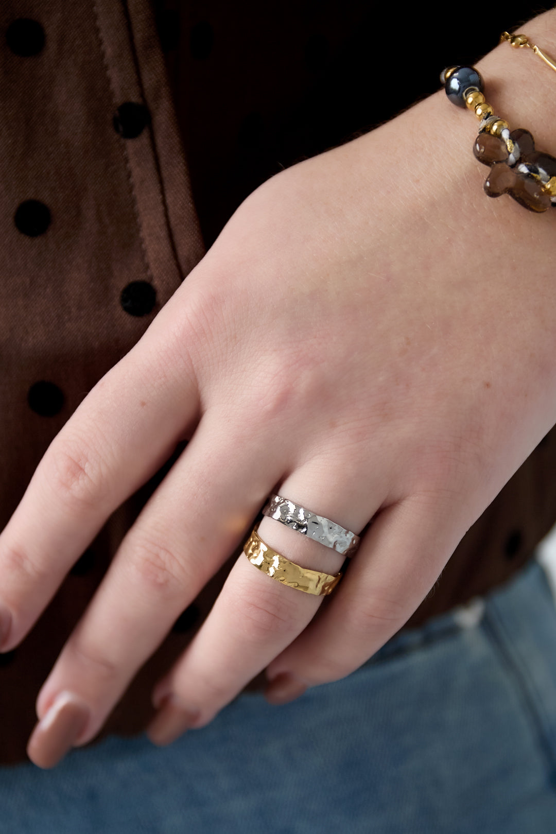 Anillo doble texturizado