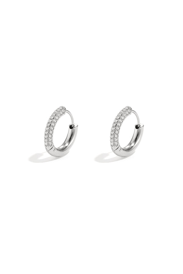 Elegant Rhinestone Hoop Earrings - Silver & Gold