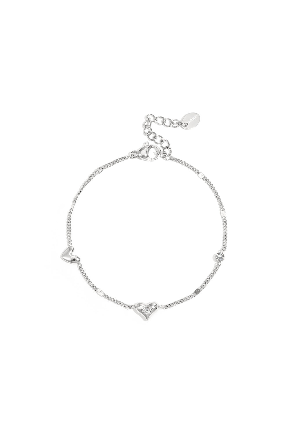 Elegant All-Fit Heart Charm Bracelet - Silver & Gold