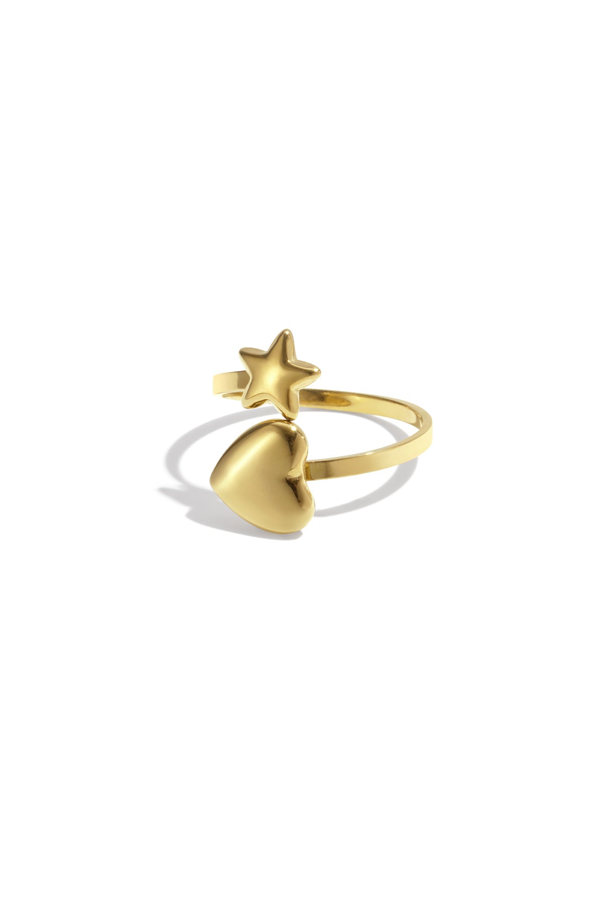 Elegant Adjustable Minimalist Heart & Star Ring Imagen principal del producto