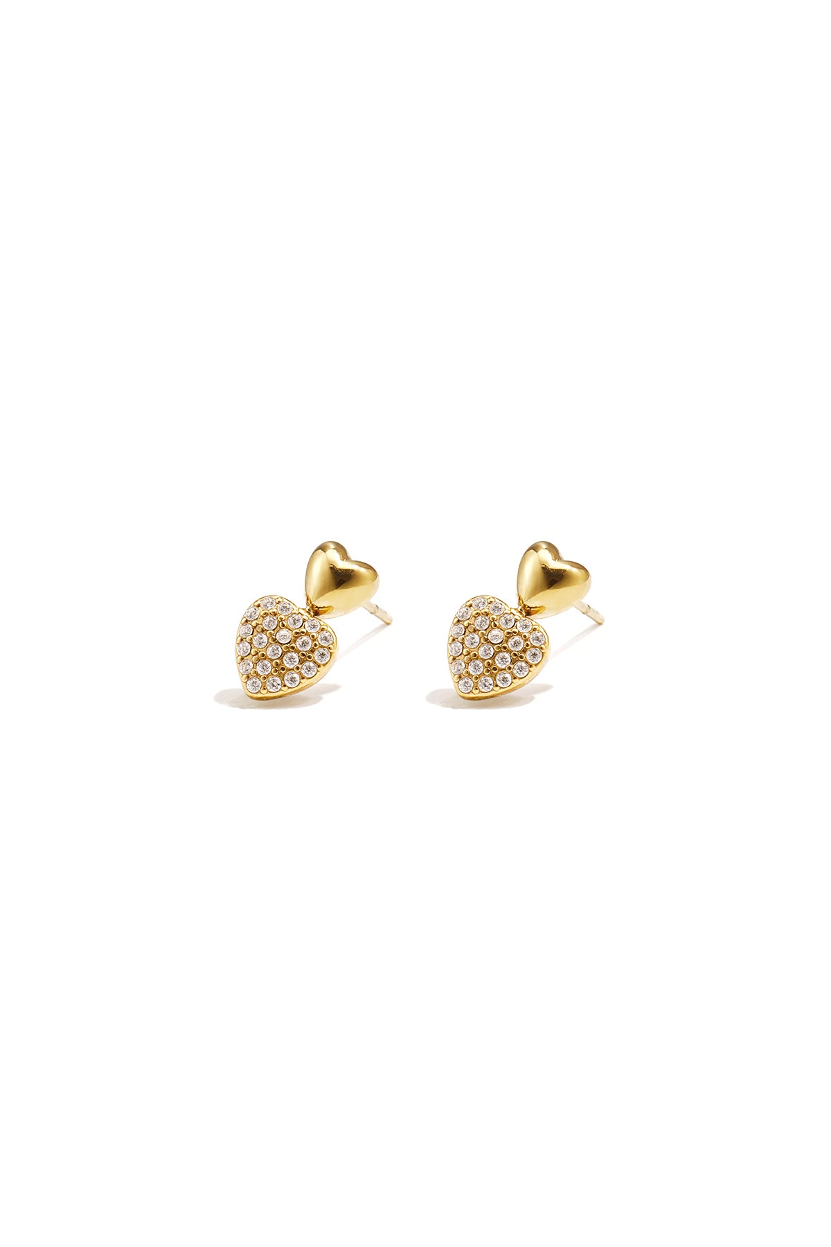 Elegant Pink & White Heart Stud Earrings Main product image