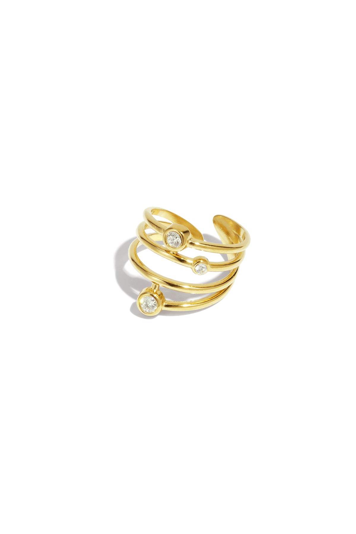 Stylish Adjustable Statement Ring in Silver & Gold Imagen principal del producto