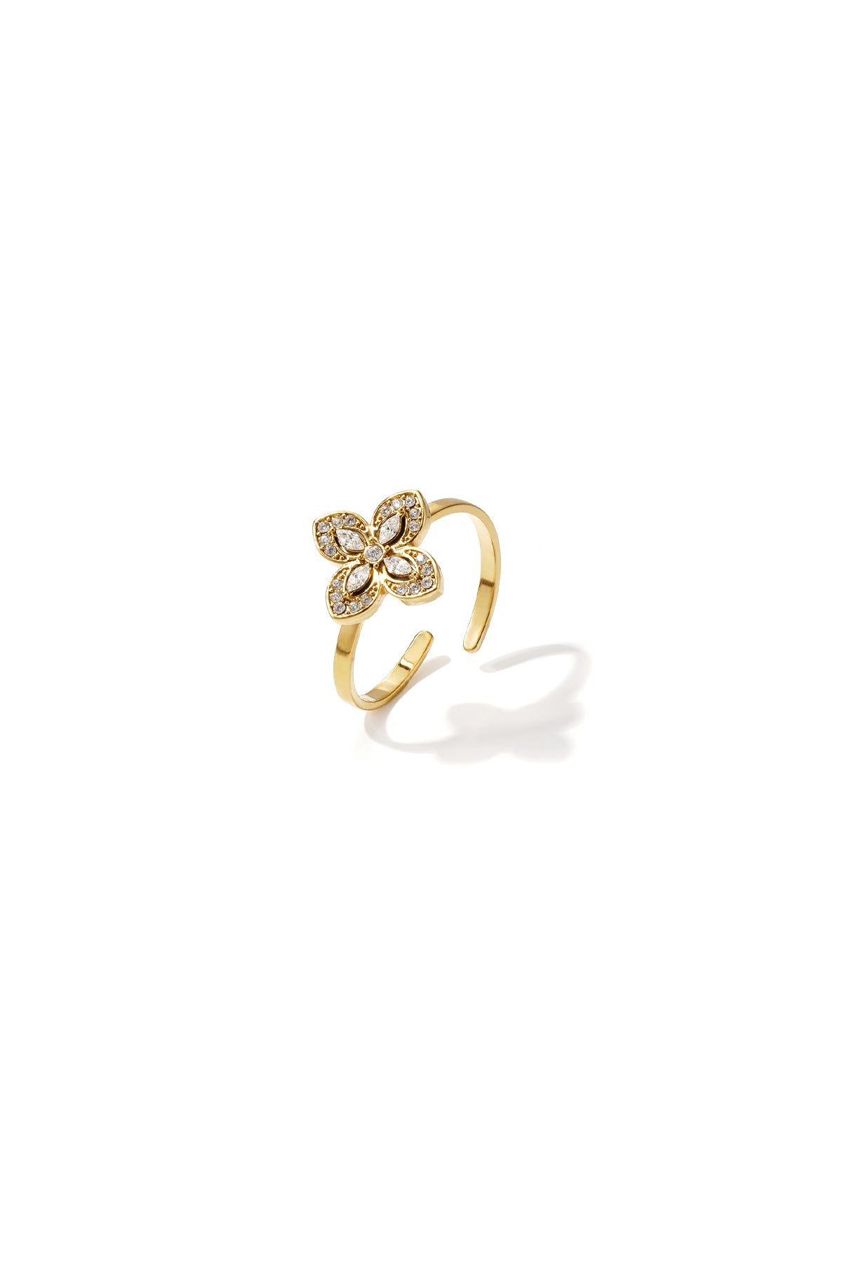 Adjustable Gold Color Flower Statement Ring Imagen principal del producto