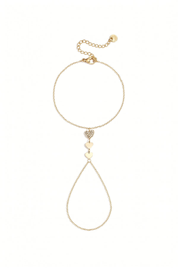 Elegant Heart Hand Chain - All Fit, Rhinestone Charm