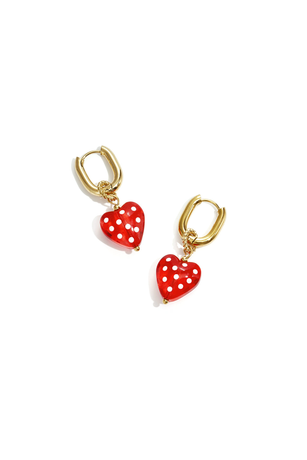 Stainless Steel Heart Drop Earrings, Romantic Pink & Red