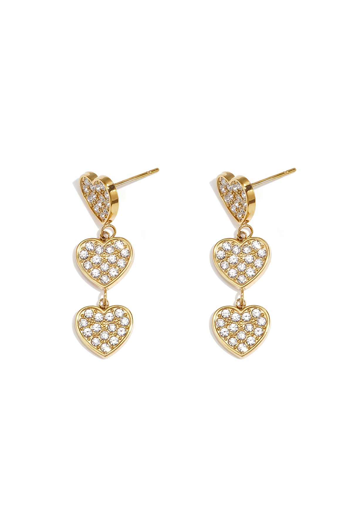 Stylish Gold Color Heart Dangle Earrings for Everyday Glam Imagen principal del producto