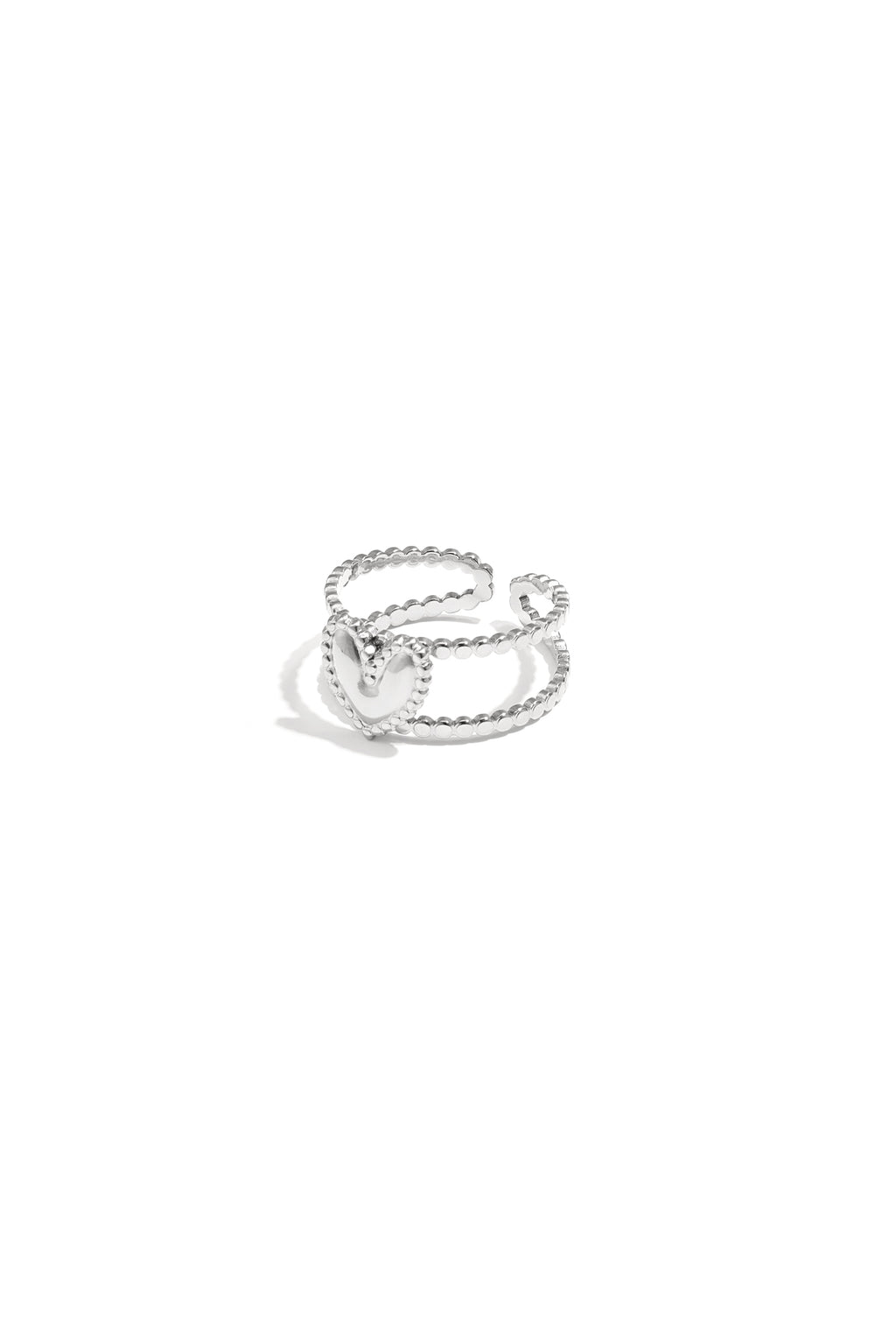 Elegant Heart-Shaped Adjustable Statement Ring