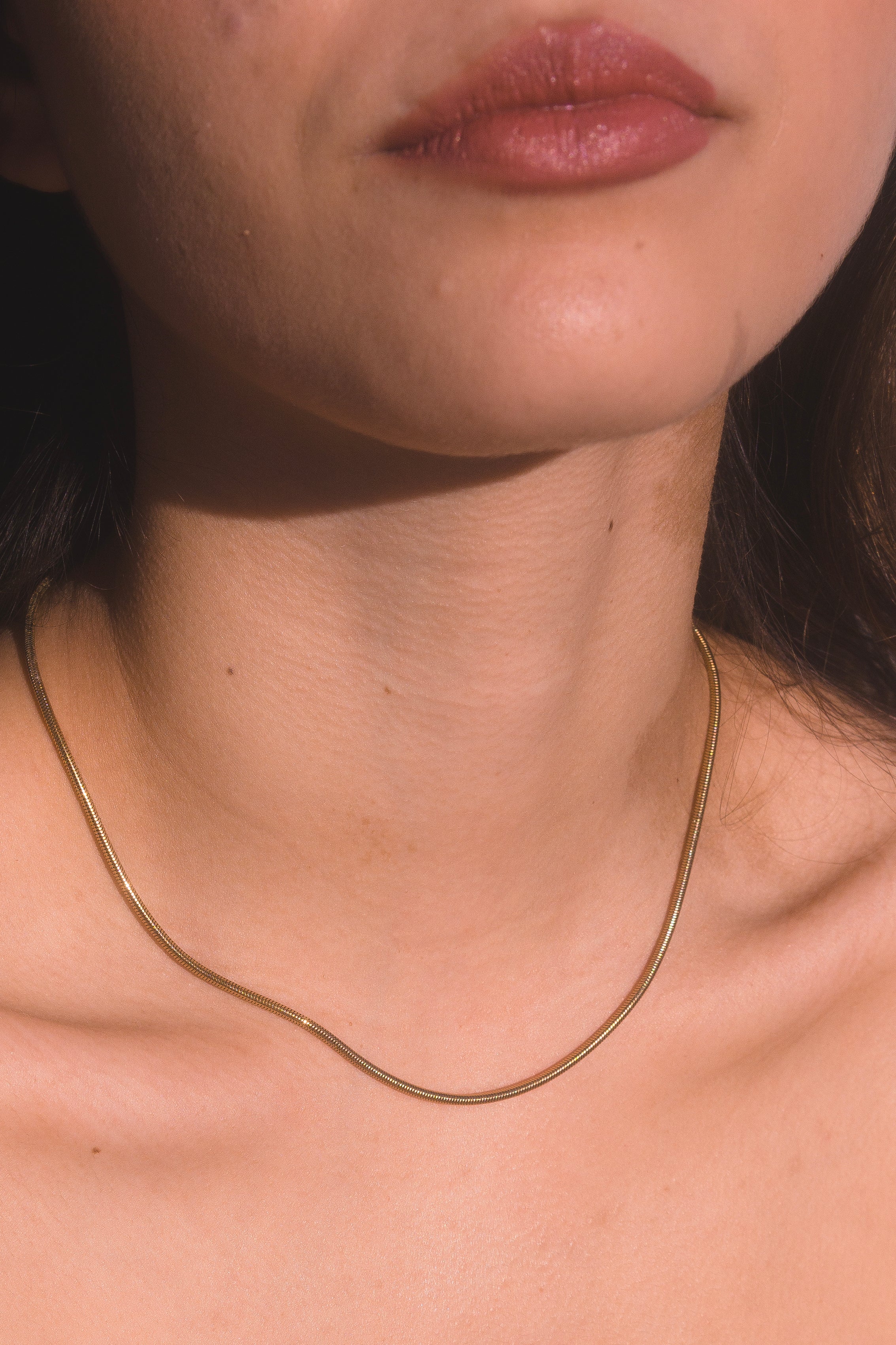 Collar de cadena redonda estilo serpiente en dorado