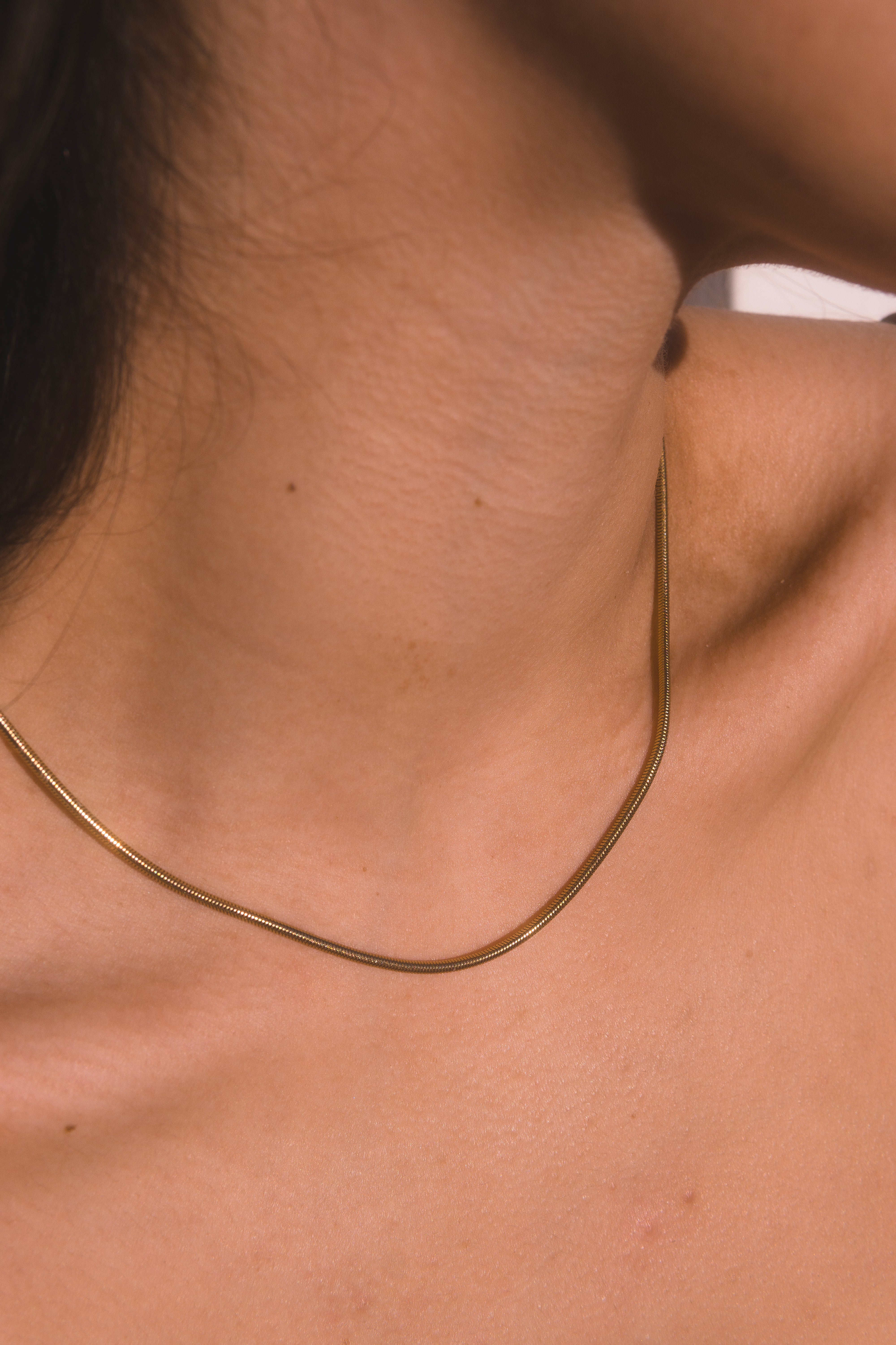 Collar de cadena redonda estilo serpiente en dorado