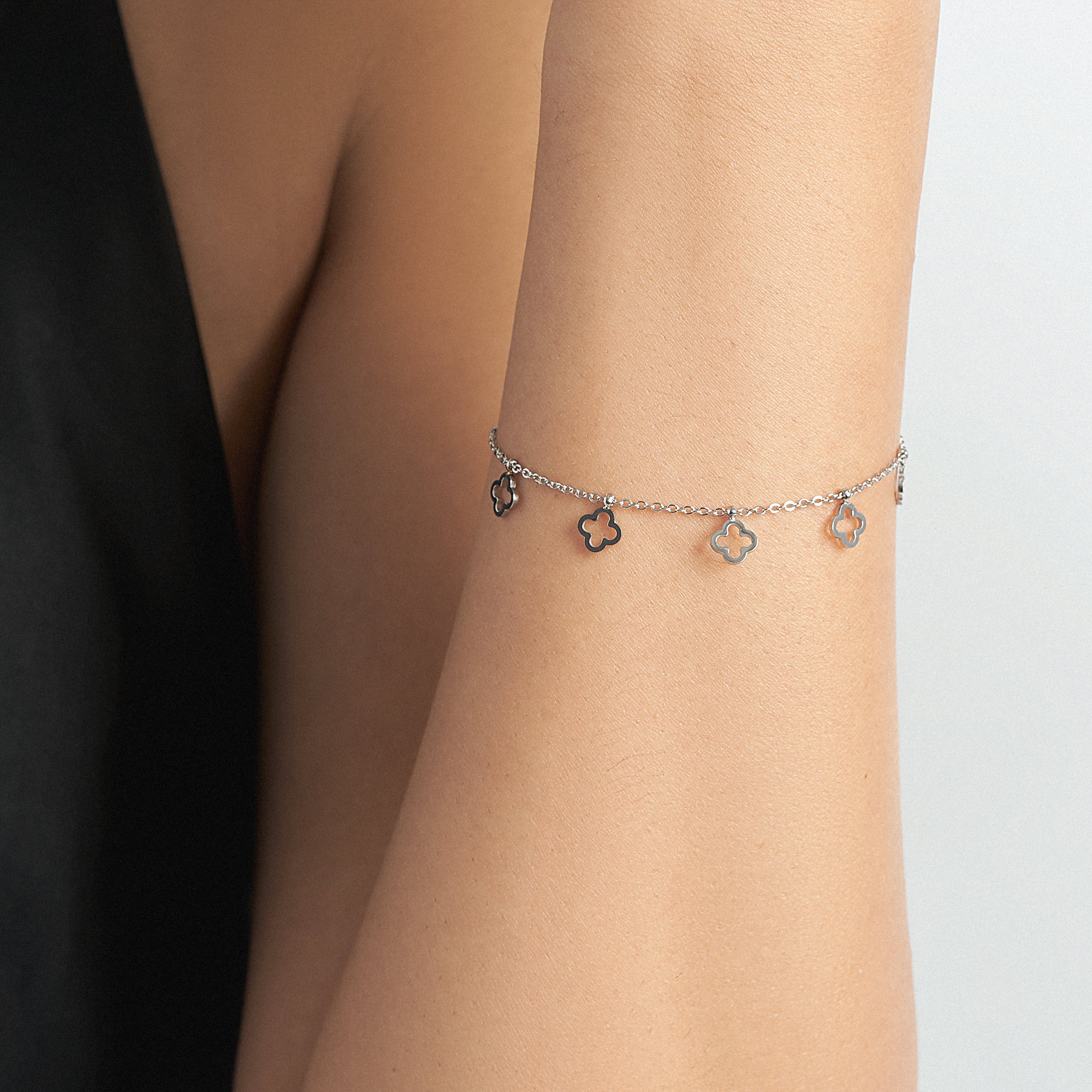 Pulsera Trébol de la Suerte Plateado