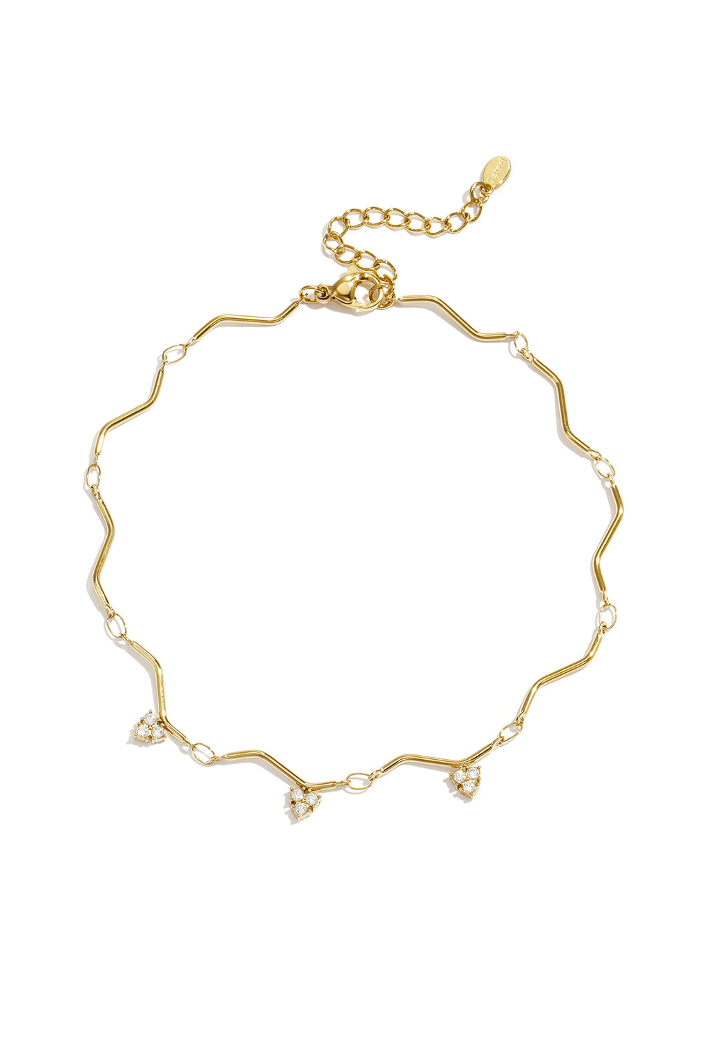 Anklet with wavy effect and hanging stones