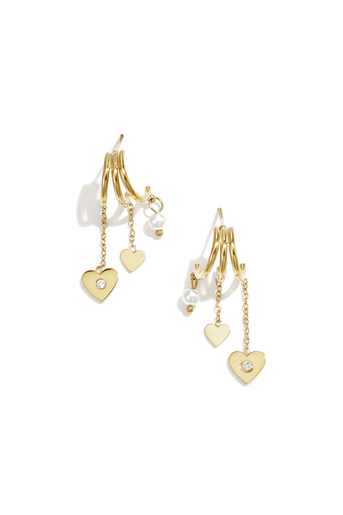 Luxurious Heart-Shaped Zircon Drop Earrings for Women Imagen principal del producto
