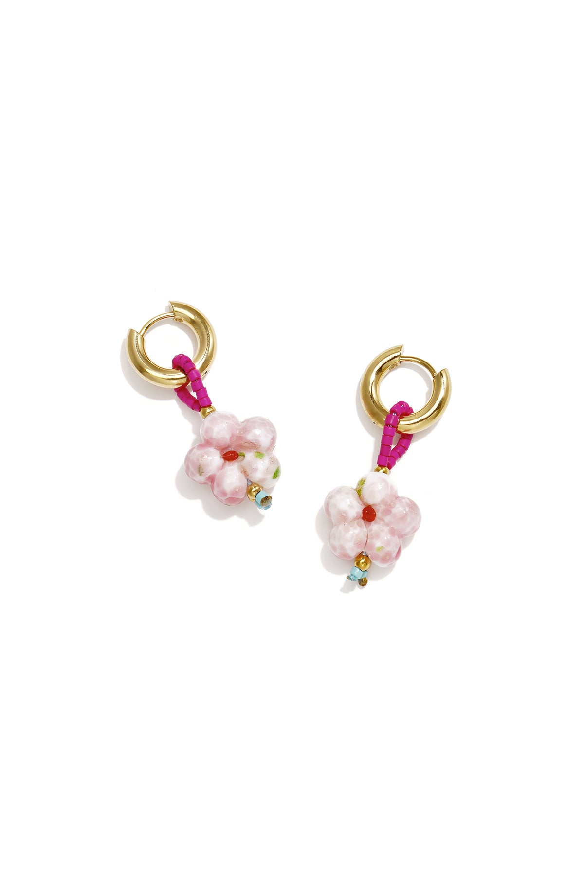 Beaded and floral design earrings