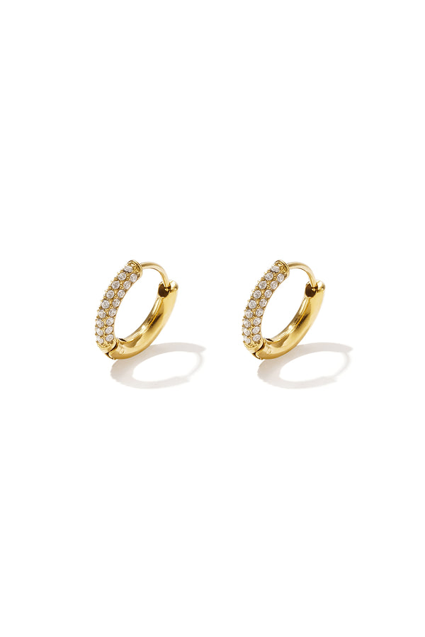 Elegant Rhinestone Hoop Earrings - Silver & Gold