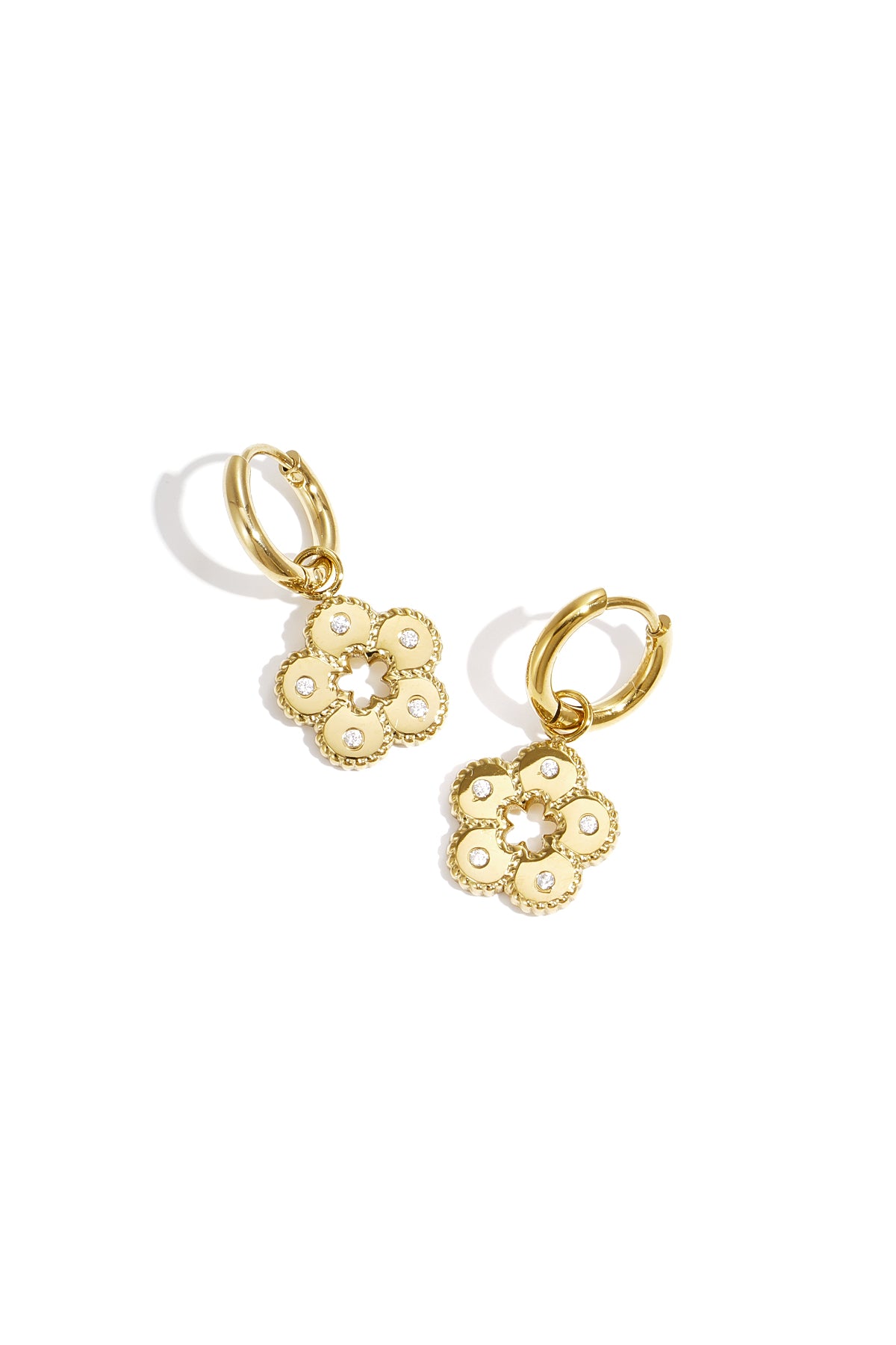 Elegant Flower Drop Earrings for Women - Silver & Gold