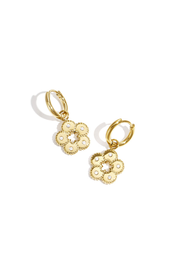Elegant Flower Drop Earrings for Women - Silver & Gold