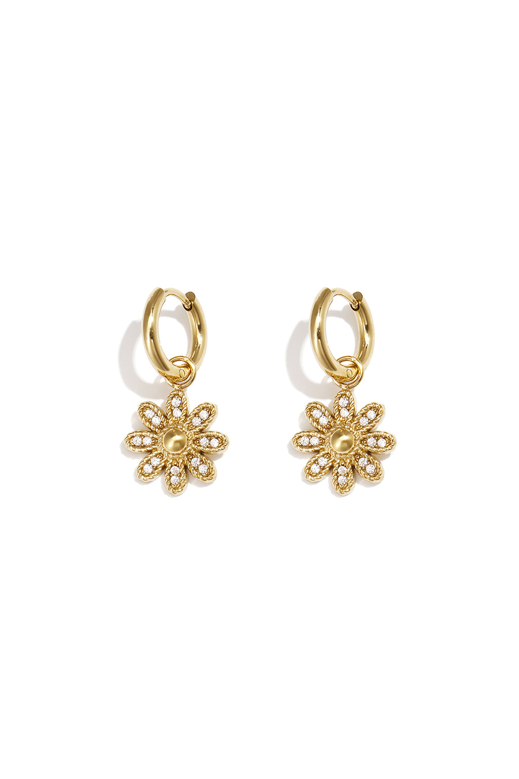 Elegant 14K Gold Plated Flower Drop Earrings for Everyday Wear