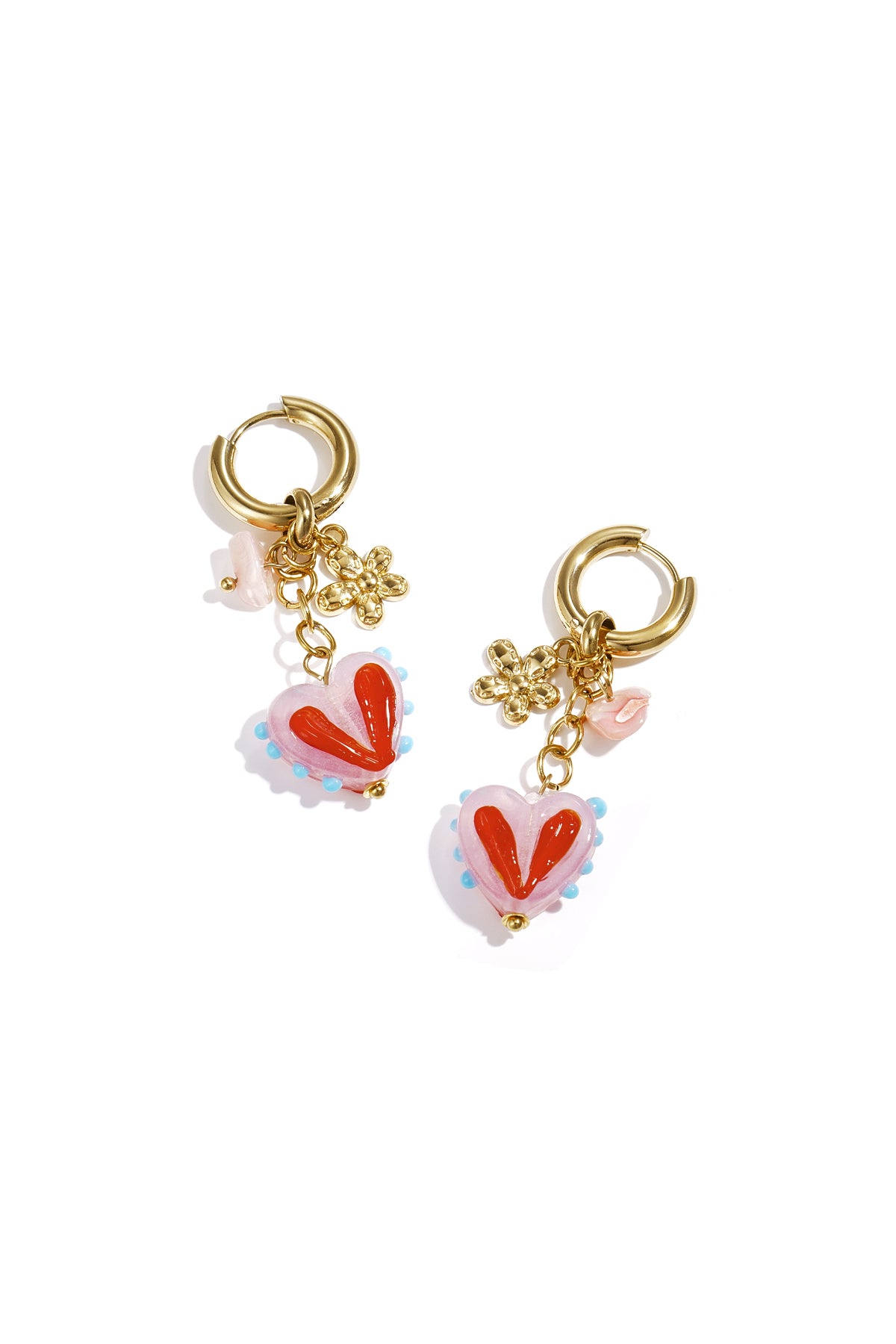 Charming Pink & Blue Bead Earrings for Spring/Summer Main product image