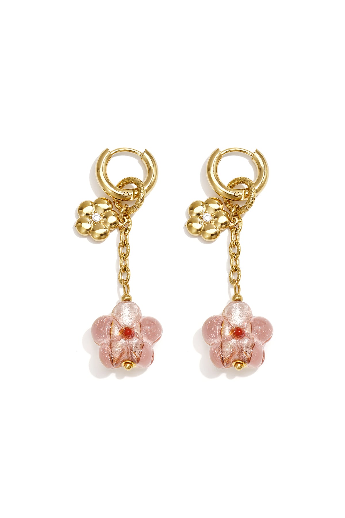 Floral design hanging earrings