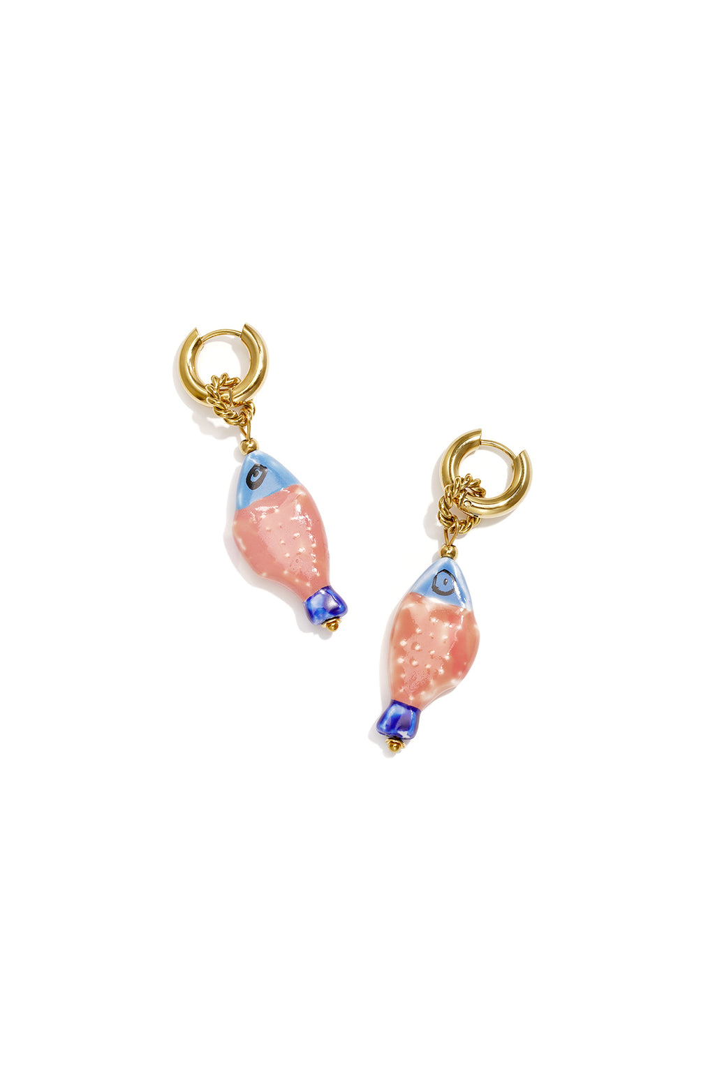 Ceramic beads and fish-shaped earrings