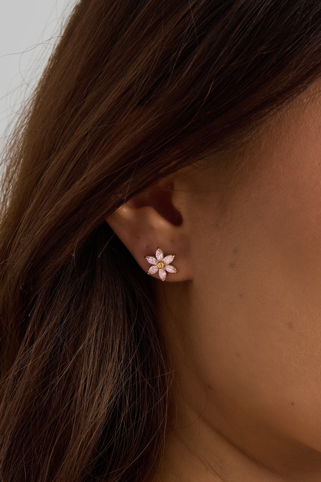 Elegant Pink Flower Stud Earrings for Women
