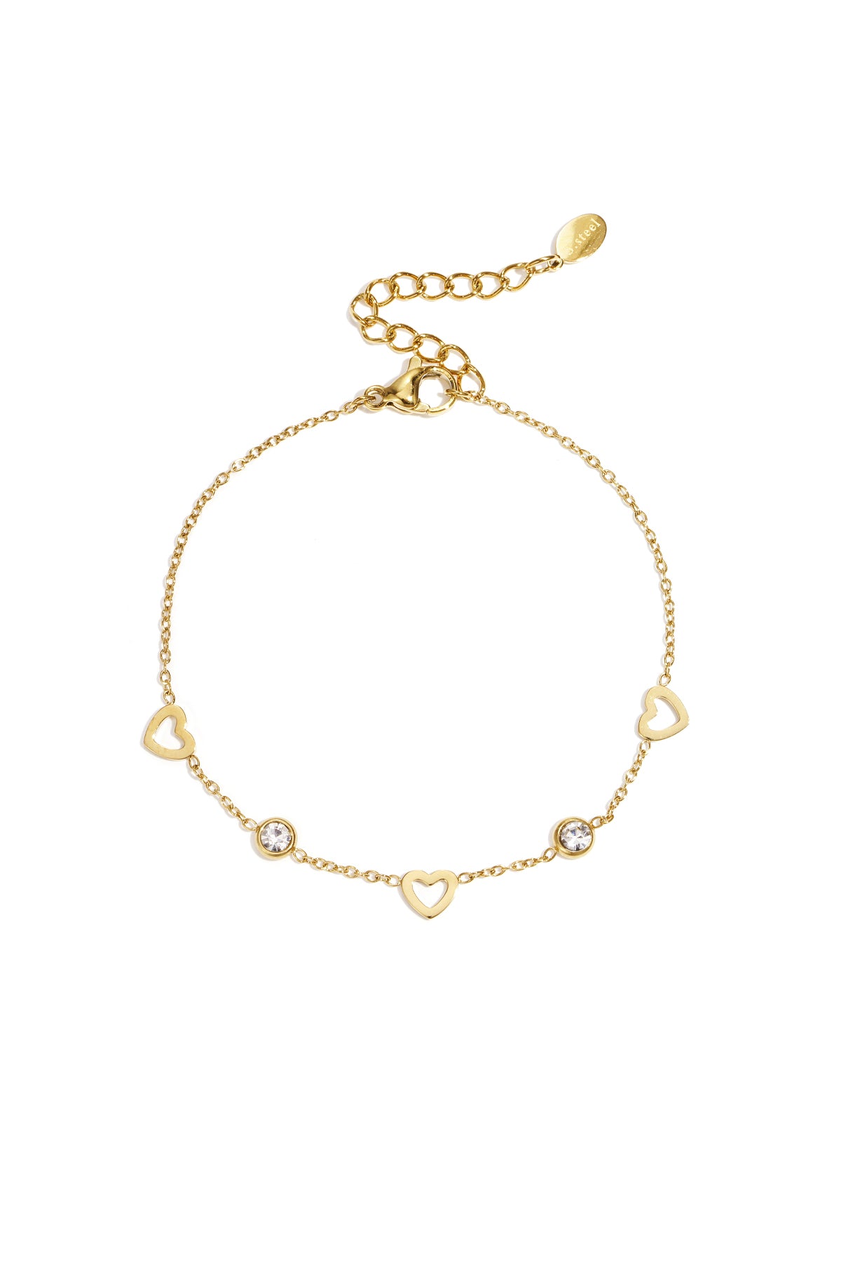 pulsera con dijes de corazón y diamantes Imagen principal del producto