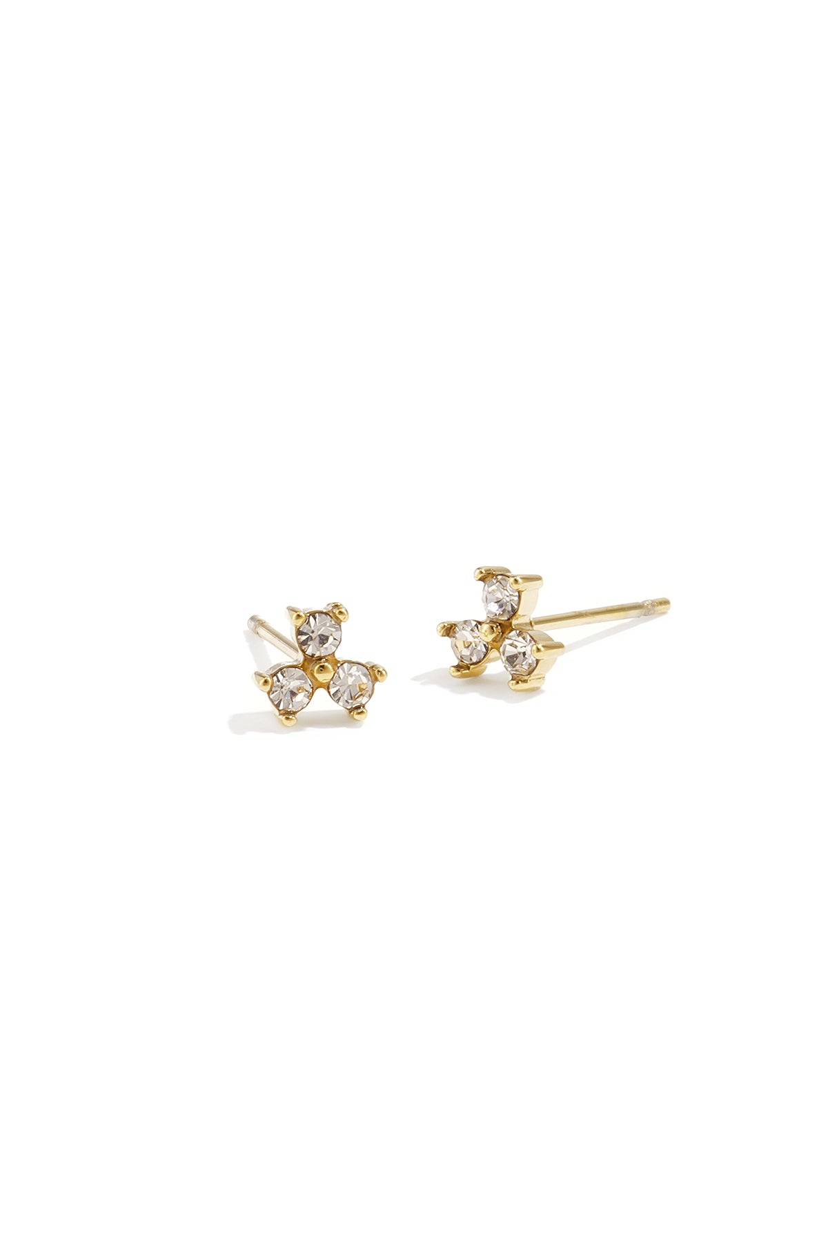 Stylish Mini Rhinestone Stud Earrings - Silver & Gold Main product image