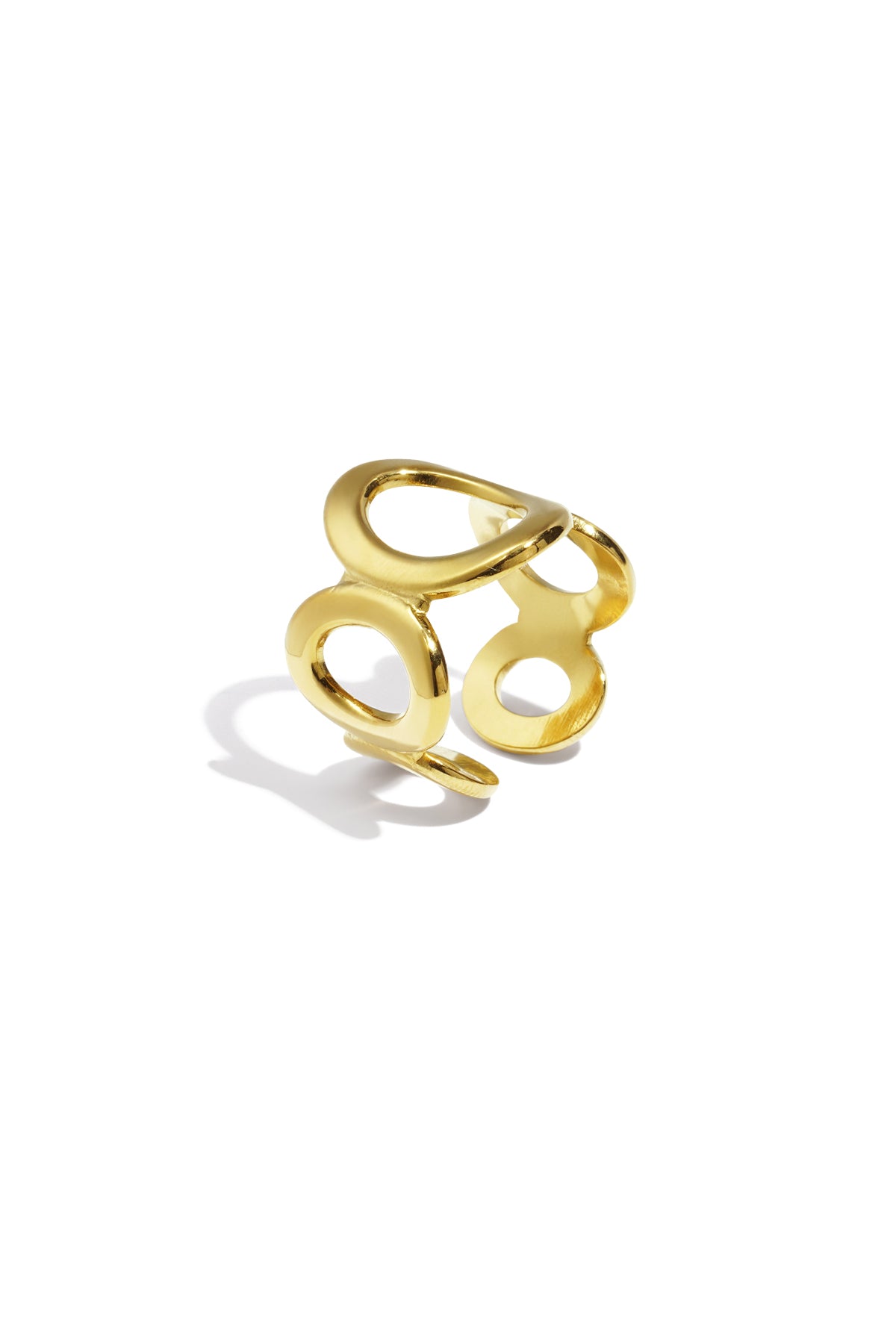 Elegant Adjustable Circle Statement Ring - Silver & Gold Imagen principal del producto