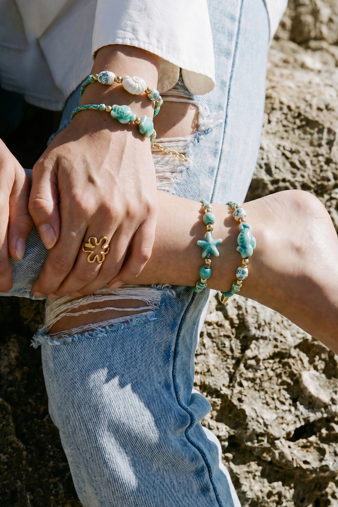 Animal rope anklets, vacation, beach
