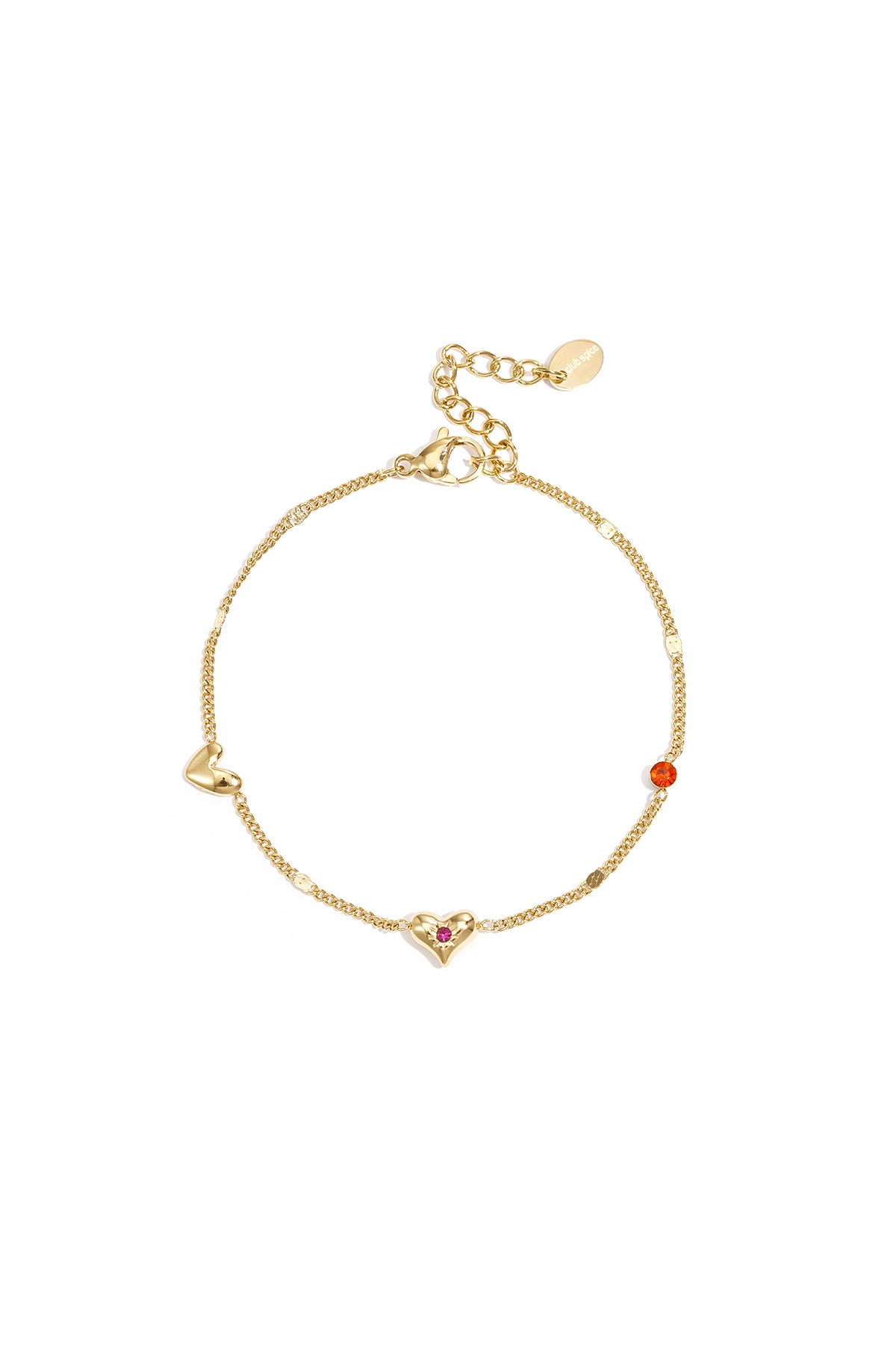 Elegant All-Fit Heart Charm Bracelet - Silver & Gold Main product image