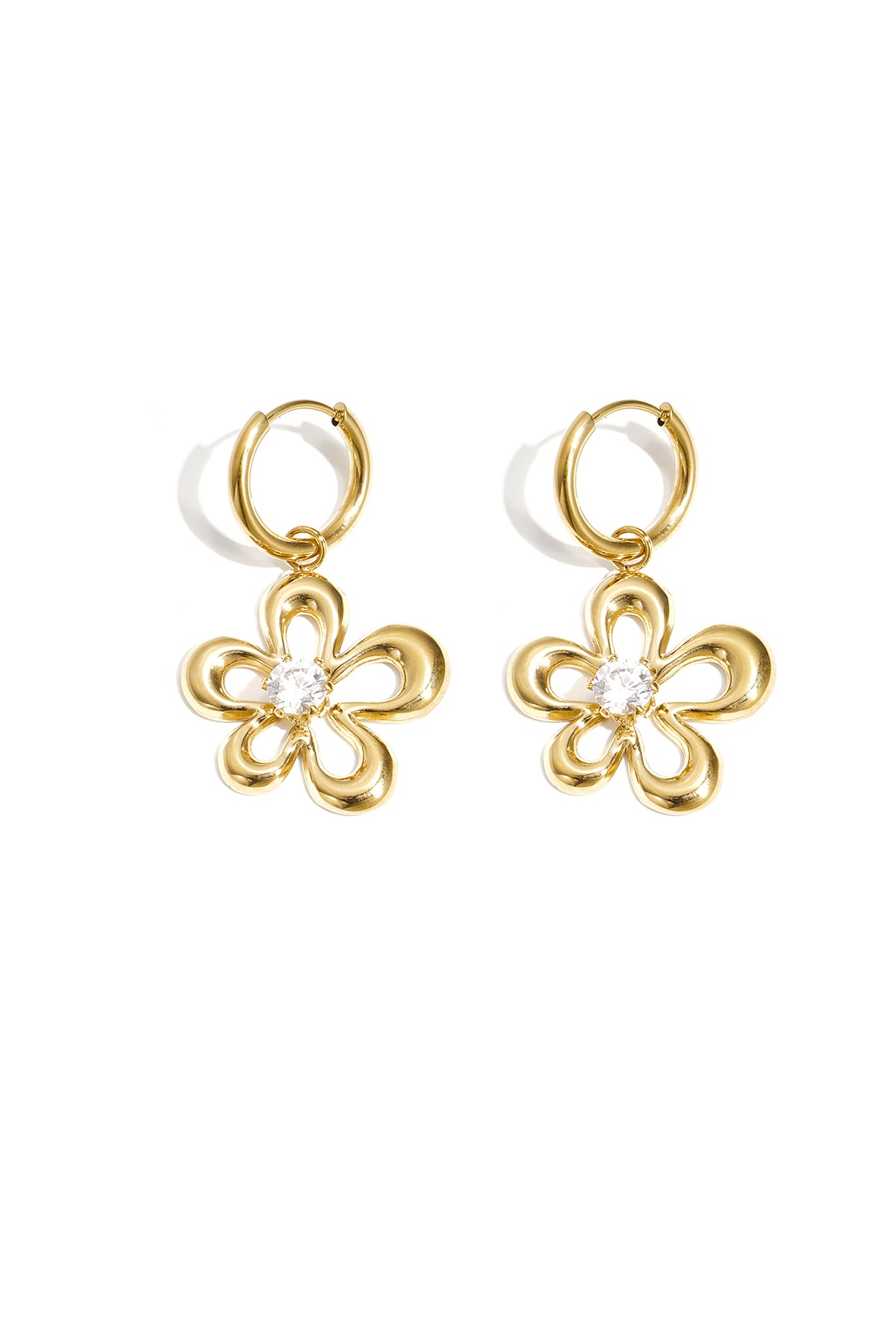 Elegant Gold Color Flower Drop Earrings for Women Main product image