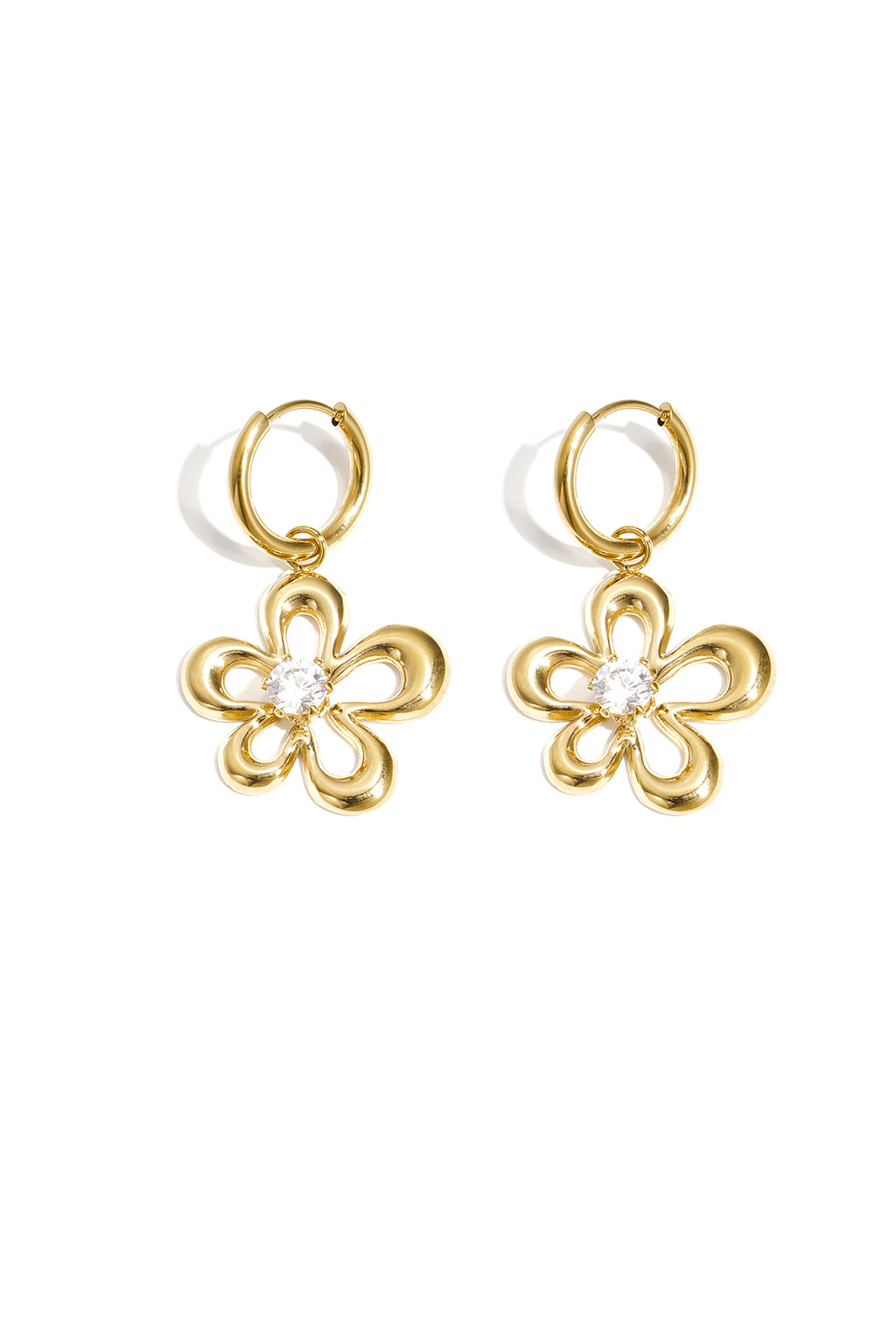 Elegant Gold Color Flower Drop Earrings for Women