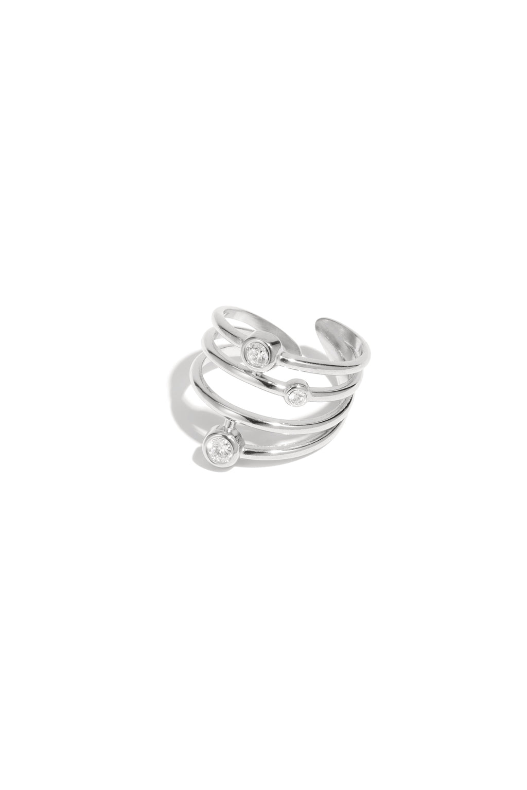 Stylish Adjustable Statement Ring in Silver & Gold