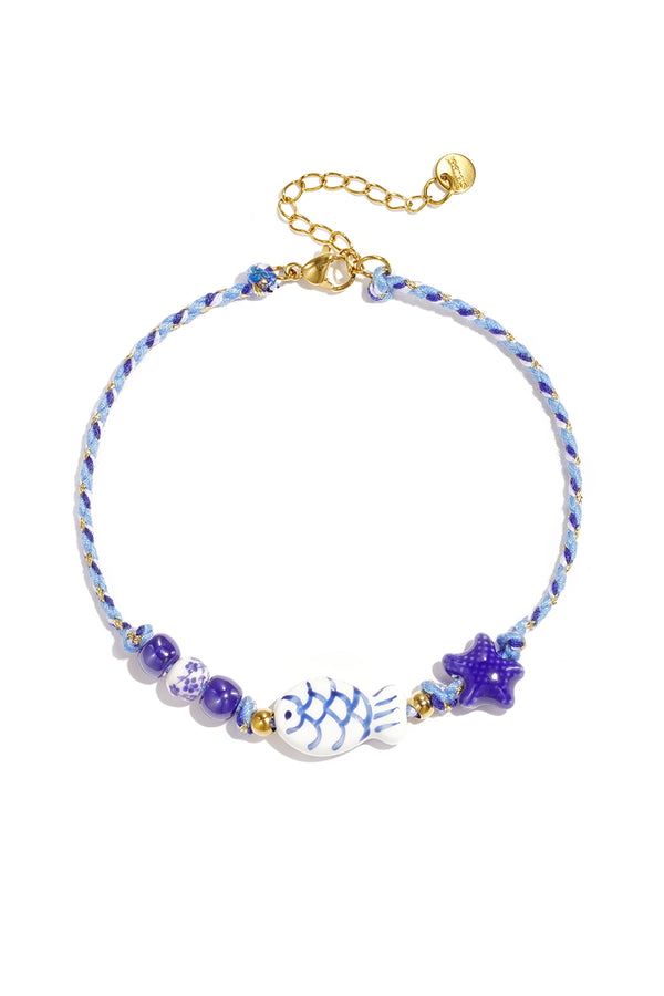 Rope anklet, fish and star beads.