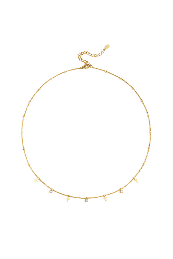 Collares de cadena de acero inoxidable con forma de cruz, estilo casual, diario, serie sencilla, joyería para mujer.