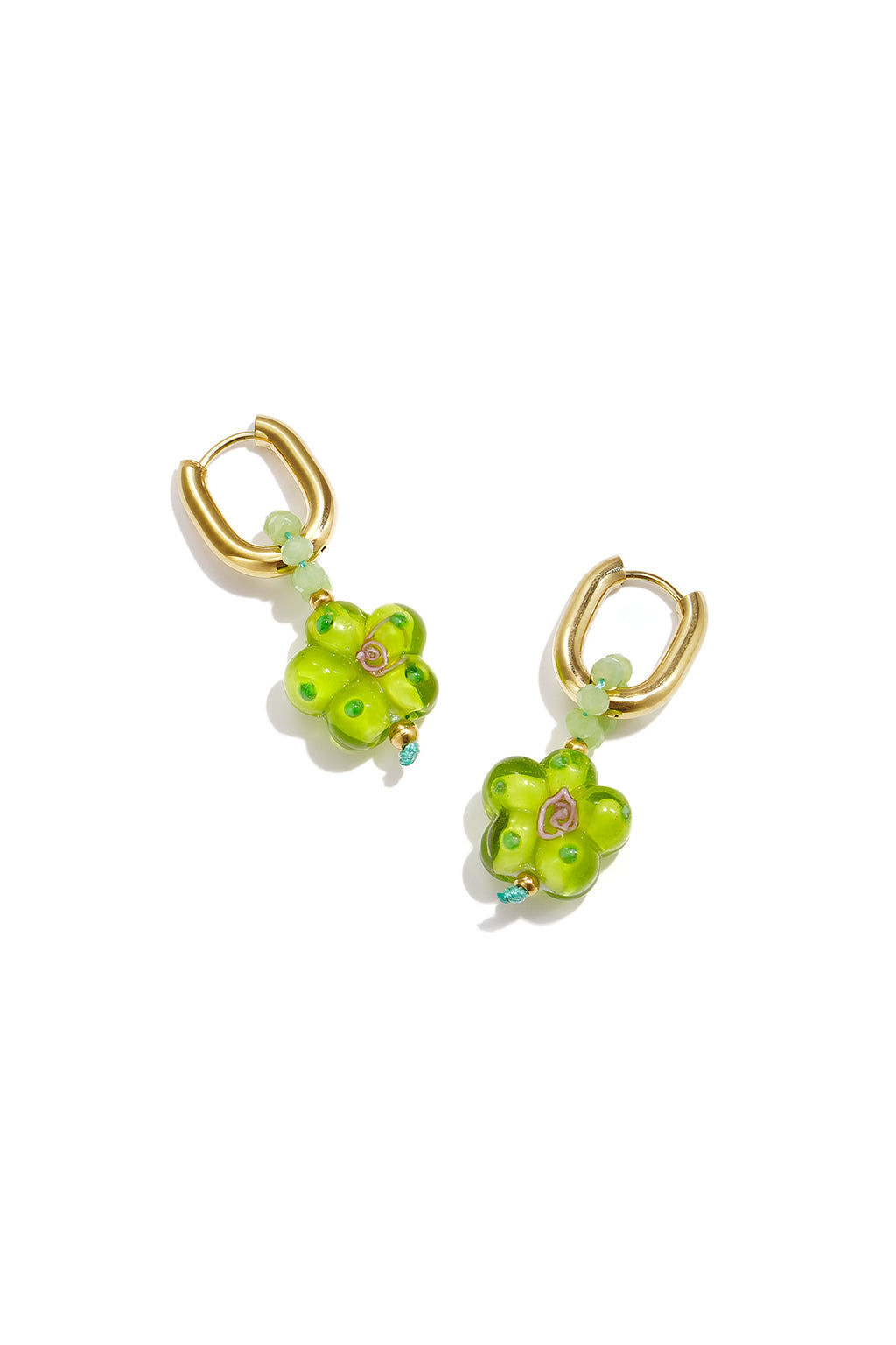 Beaded and floral design earrings
