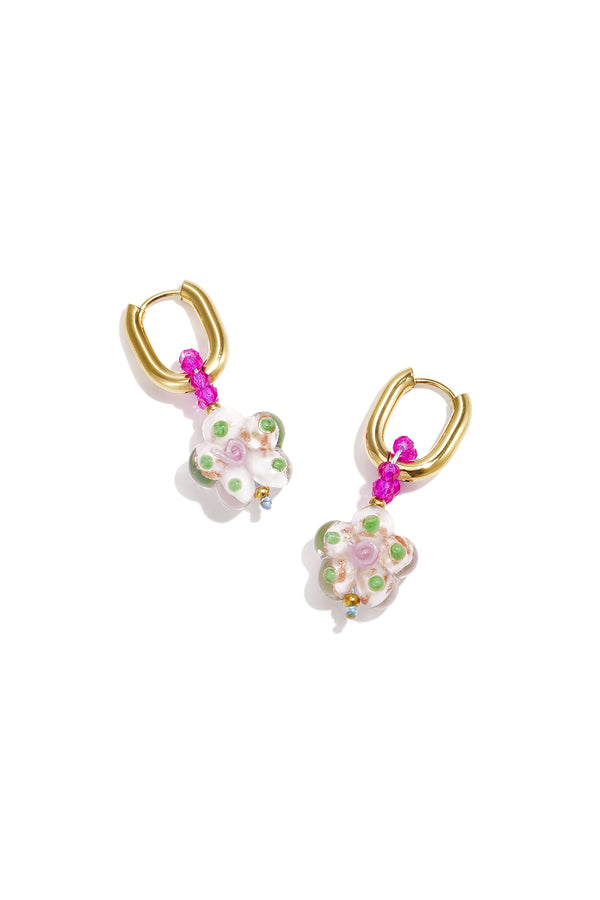 Beaded and floral design earrings