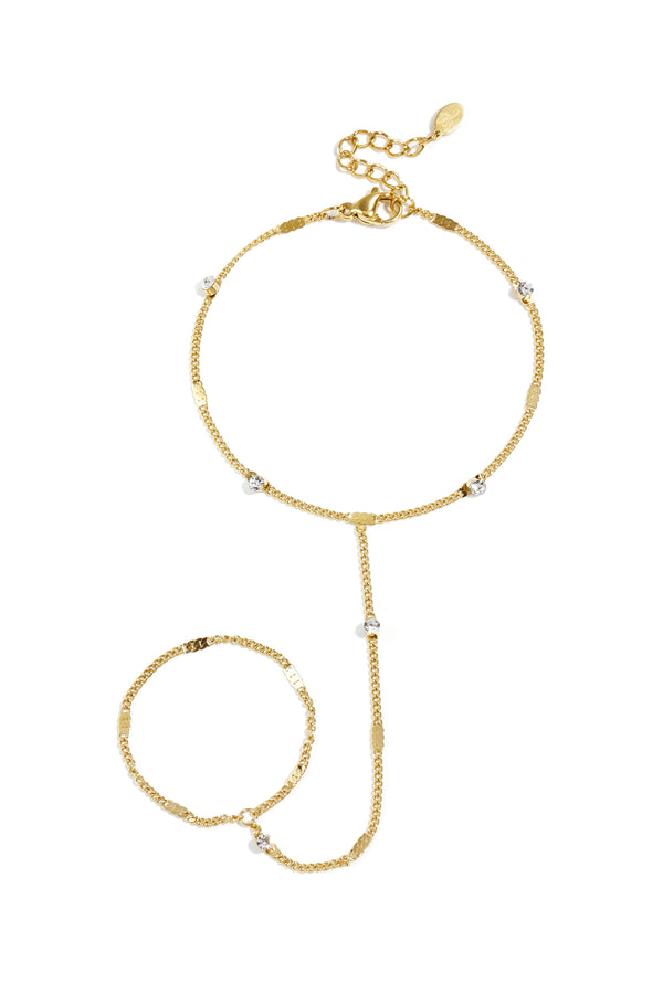 Elegant 14K Gold Plated Hand Chain for Daily Wear