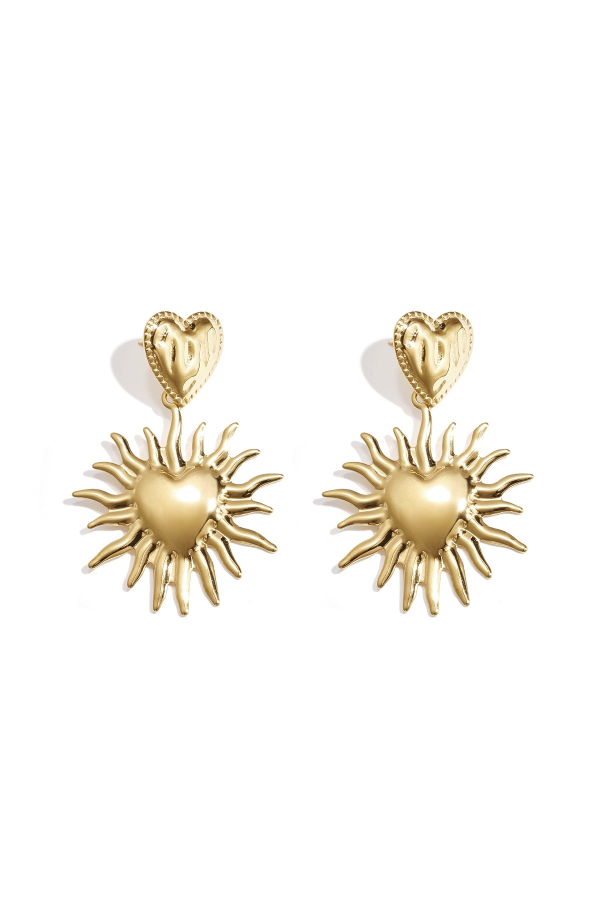 Stylish Gold Heart Drop Earrings for Women Main product image