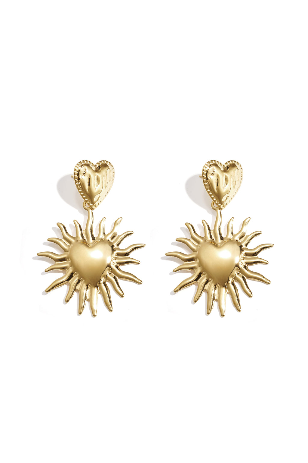 Stylish Gold Heart Drop Earrings for Women