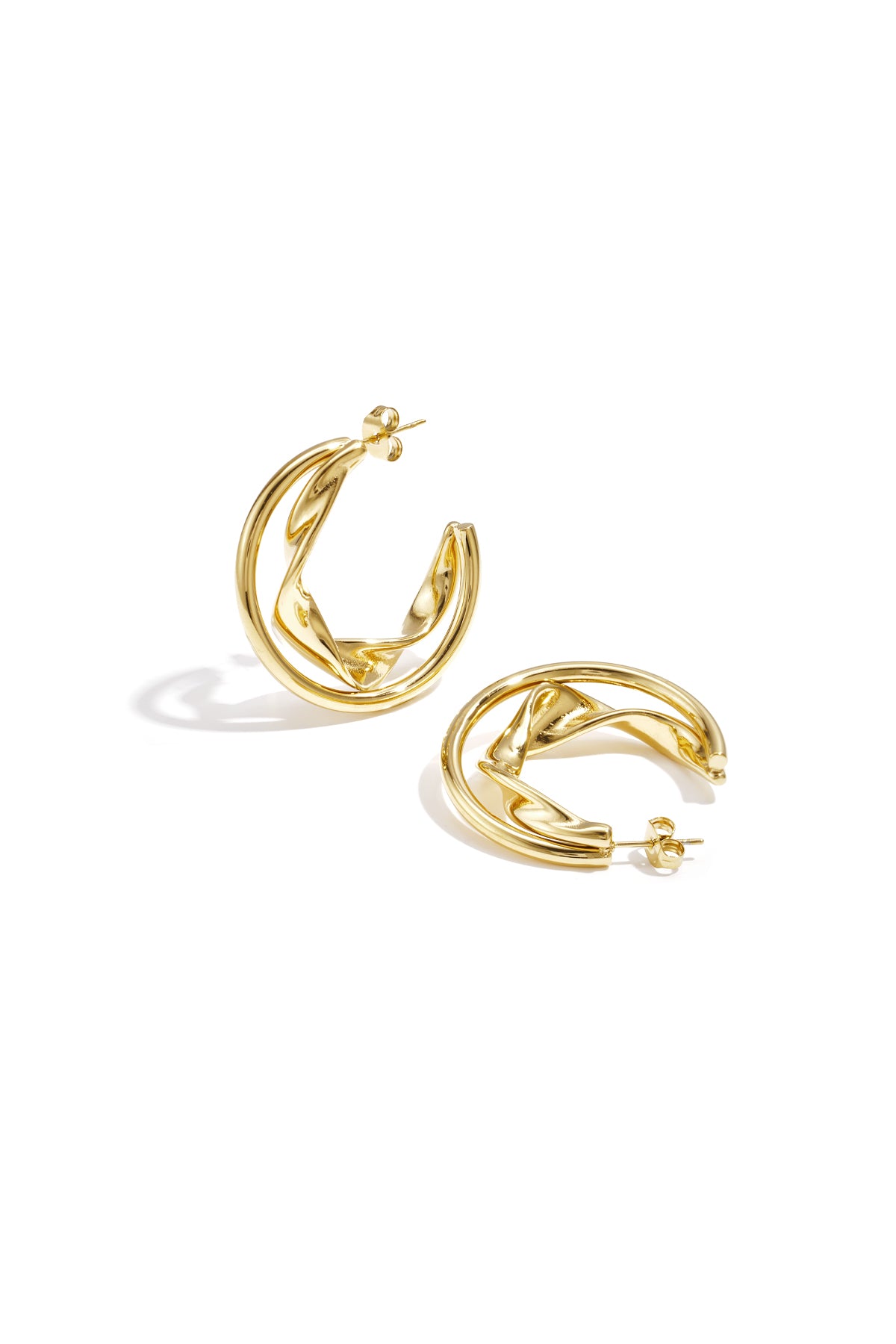 Stylish Stainless Steel Hoop Earrings - Silver & Gold Main product image