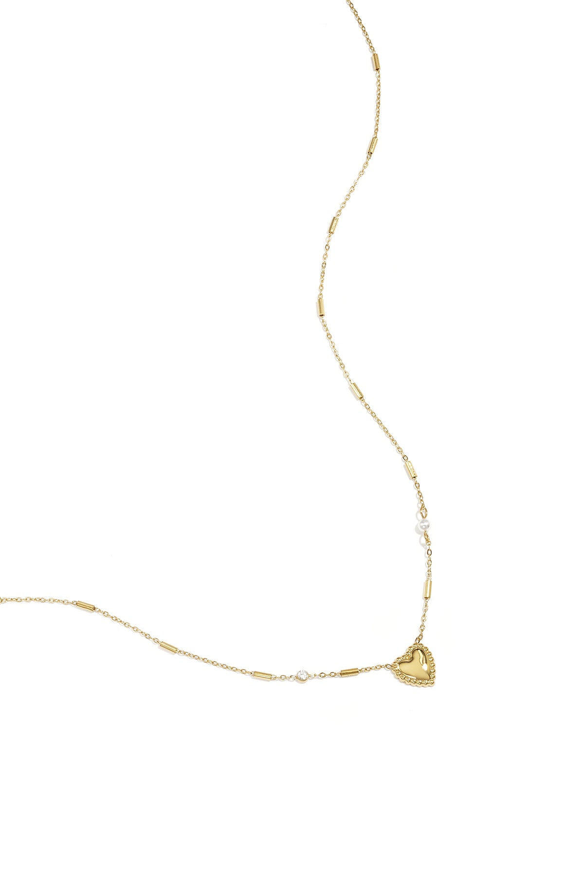 Necklace with pearl, stone and striking heart Main product image