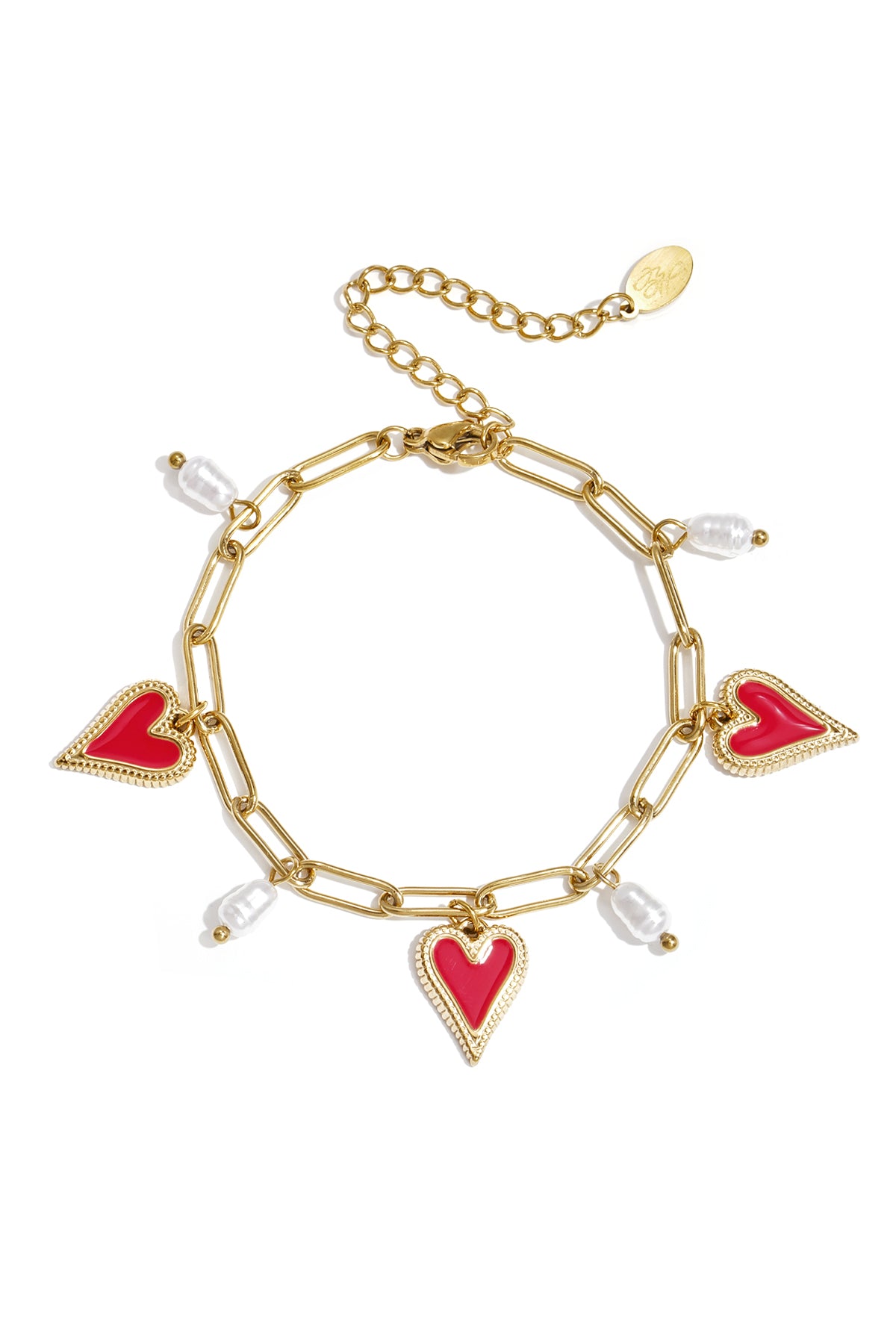 Elegant Gold Heart Charm Bracelet for Valentine's Day Main product image