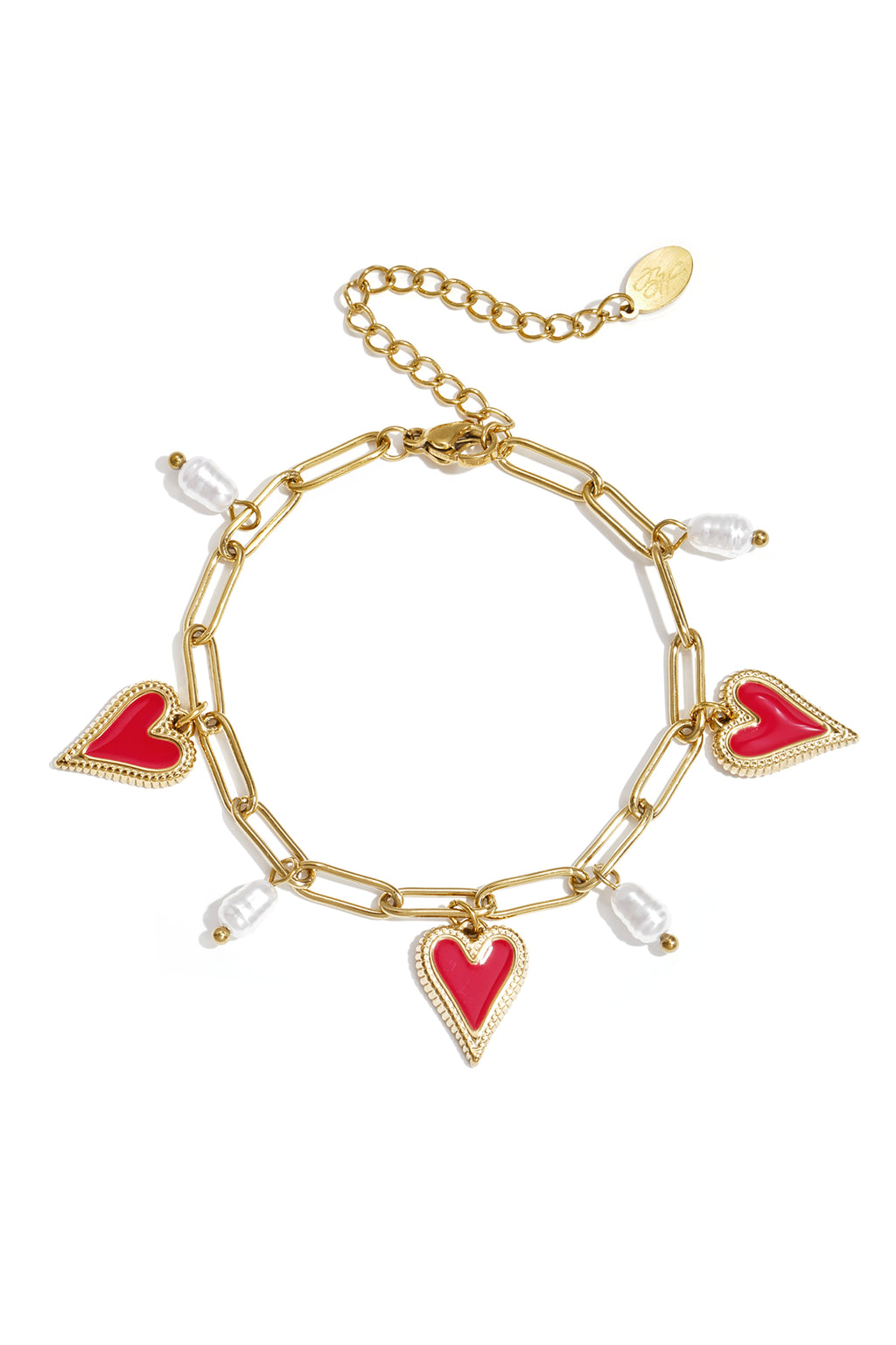 Elegant Gold Heart Charm Bracelet for Valentine's Day